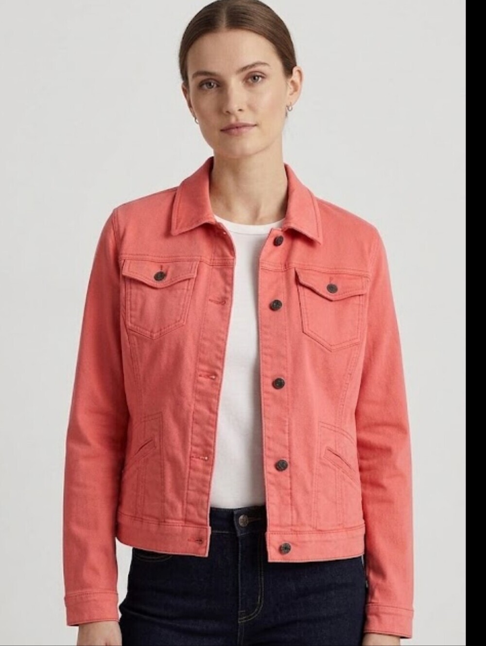 Lauren Ralph Lauren Jean Jacket Jacket Size XL Coral Long Sleeve